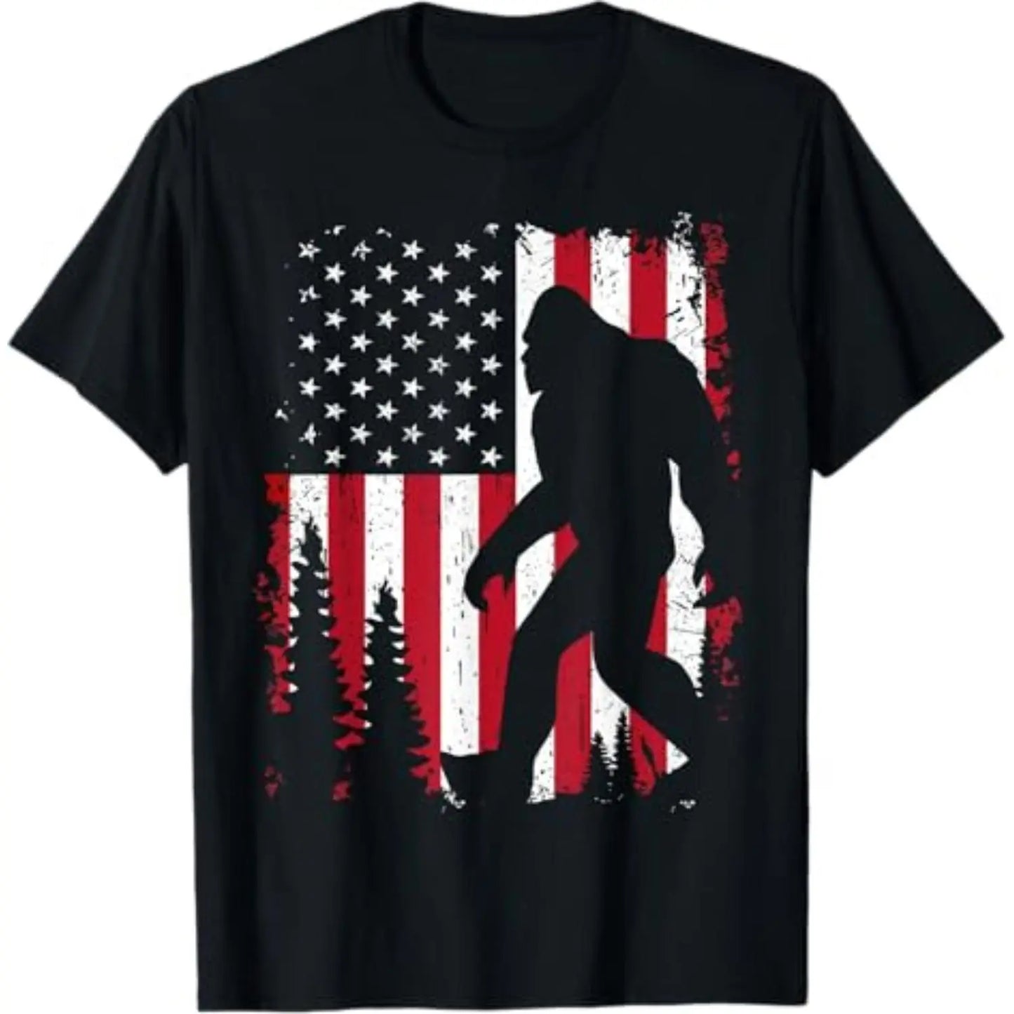 100%25 Cotton Bigfoot 4th of July American USA Flag Patriotic Kids T-Shirt