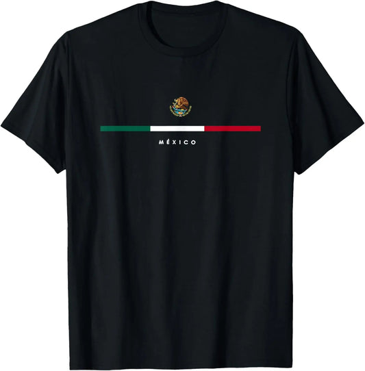 Men's Vintage Mexican Flag T-Shirt, 100%25 Cotton Regular Fit Short Sleeve Round Neck Tee for Casual Summer Wear, Shortsleeve