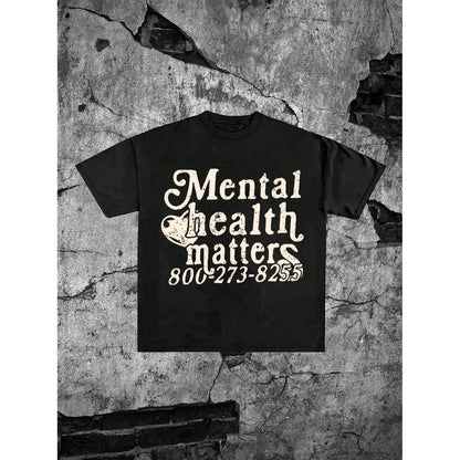 100%25 Cotton T-Shirt MENTAL HEALTH MATTERS Printed Short-Sleeved T-Shirt. Men's Summer Round Neck Short Sleeve T-Shirt, Fashion Printed T-Shirt,100%25 Cotton,Casual Summer T-Shirt with Crew Neck,Perfect Gift For Friends & Family,Lounge & Casual Attire