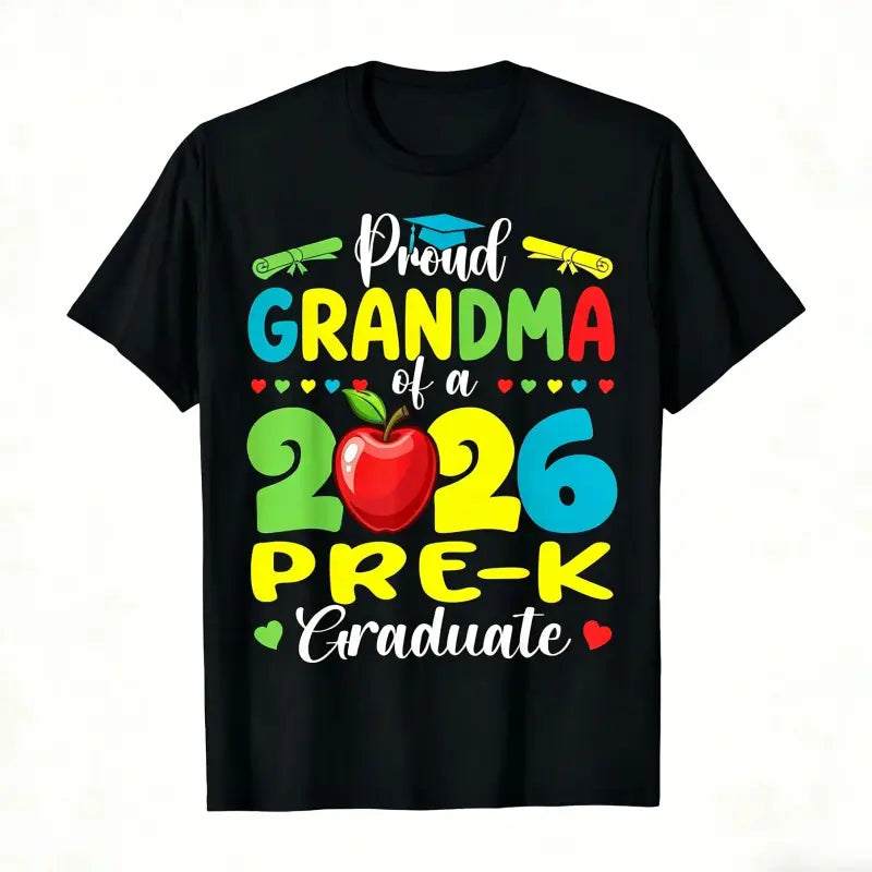 Proud Mommy of 2026 Pre-K Graduate T-Shirt - Casual Round Neck Shirt Suitable for Pre-K Graduation Gift 2026 Themed Apparel Machine Washable for Year-Round Wear for Moms 2026 Summer Short-sleeved Printed T-shirt 180g