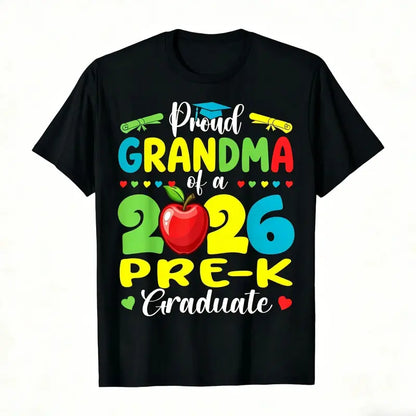 Proud Mommy of 2026 Pre-K Graduate T-Shirt - Casual Round Neck Shirt Suitable for Pre-K Graduation Gift 2026 Themed Apparel Machine Washable for Year-Round Wear for Moms 2026 Summer Short-sleeved Printed T-shirt 180g
