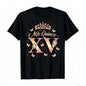15 Year Old Birthday Outfit Mis Quince Mexican Quinceanera T-Shirt 100%25 Cotton Round Neck Short Sleeve T-shirt y2k  outfits  men demon slayer  merch time  tee  shirt  backwards  Tshirt Casual Crewneck