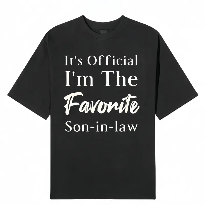 Men's 100%25 Cotton "Favorite Son-in-Law" Letter Graphic T-Shirt - Dark Blue Round Neck Shortsleeve Menswear, Breathable Streetwear Sports Top for Casual Use