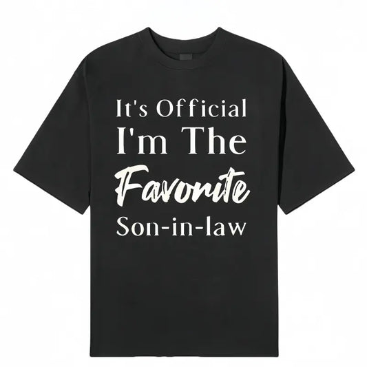 Men's 100%25 Cotton "Favorite Son-in-Law" Letter Graphic T-Shirt - Dark Blue Round Neck Shortsleeve Menswear, Breathable Streetwear Sports Top for Casual Use