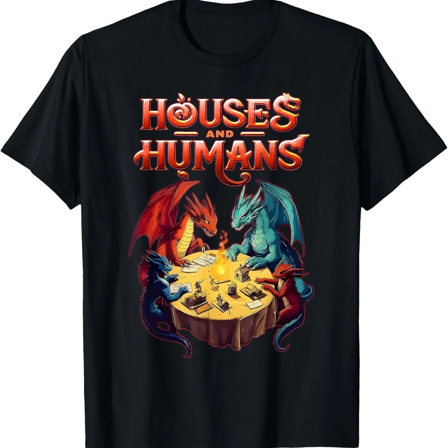 Men's Casual Round Neck Short-Sleeve Gaming House RPG Parody Funny T-Shirt, Menswear Top
