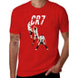 Men's & 's Ronaldo-Inspired CR7 Logo Design T-Shirt - White 'R' & '7' Lettering, Breathable Polyester Knit, Casual Round Neck Short Sleeve Tee for Fans, Casual Attire & Apparel