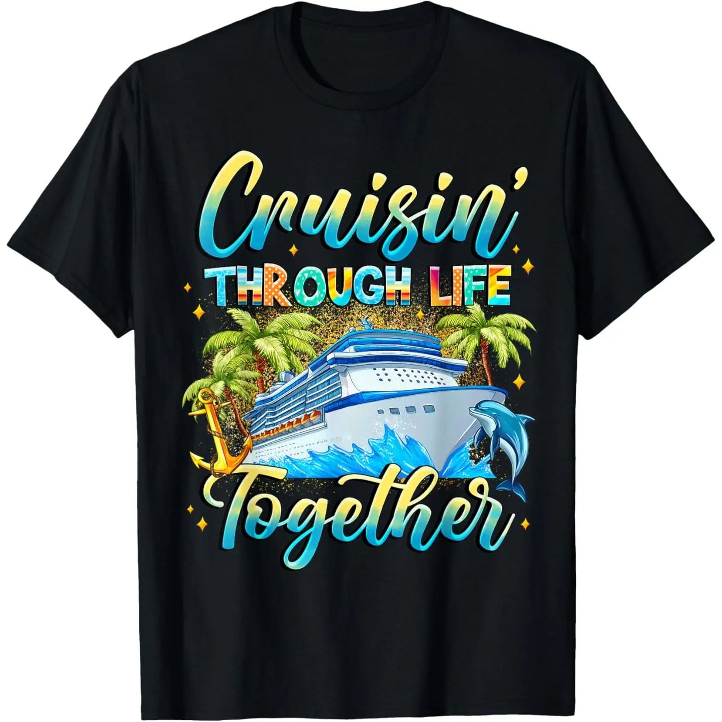 [Sale Up To 50%25]Cruisin Through Life Together Husband and Wife Cruise Couple T-Shirt