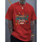 Universal Studios Cartoon Graphic 100%25 Crew Neck T-Shirt | Casual Multi-Color, Teal & Dark Green Text with White Outline, Tattoo-Friendly & Comfortable, Perfect for Festival Gifting