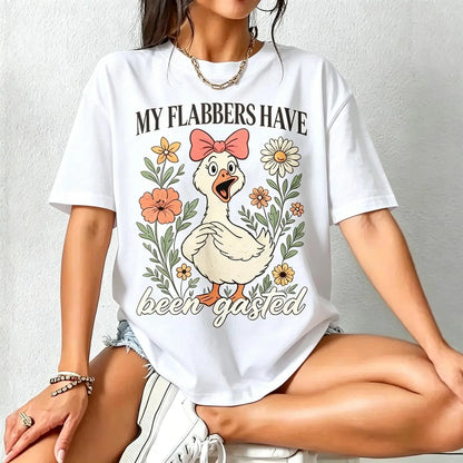 [Ssummer outfits]My Flabbers Have Been Gasted Shirt, Gag Gift Rude Goose Mood Snarky Animal Tee, Sarcastic Goose Humor T-Shirt, Attitude Adult Humor Fun Goose Teee