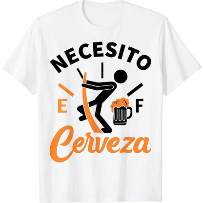 Funny Graphic T-Shirt for Beer Lovers, 'Necesito Cerveza' Heavy Cotton Casual Top, Unisex Short Sleeve Round Neck Streetwear Tee