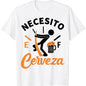 Funny Graphic T-Shirt for Beer Lovers, 'Necesito Cerveza' Heavy Cotton Casual Top, Unisex Short Sleeve Round Neck Streetwear Tee