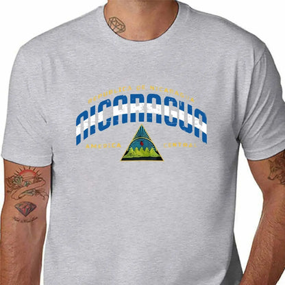 Men'S Casual "Republica de Nicaragua" Graphic T-Shirt - Short Sleeve, Round Neck, Lightweight & Breathable, Ideal for Summer & Spring Outdoor Activities, Outdoor Clothing | Graphic Tee | Comfortable Fit, Nicaragua Shirt