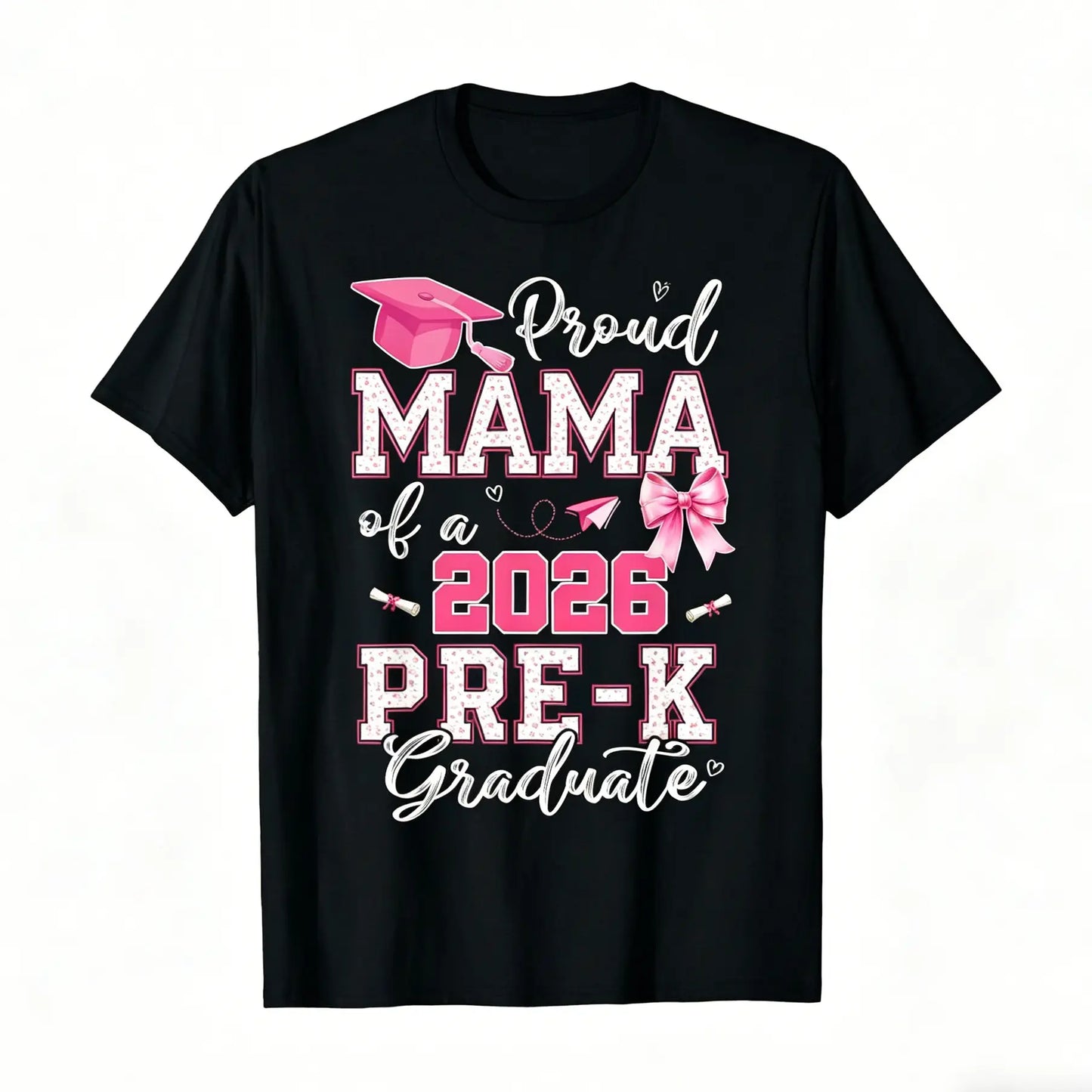 2026 Pre-K Graduation T-Shirt - Proud Mom of Pre-K Graduate, Loose Fit Casual Round Neck Tee with Diploma & Suitable for Pre-K Parties, Achievement Outfit (Comfortable Graduation Attire) Graphic Tshirt