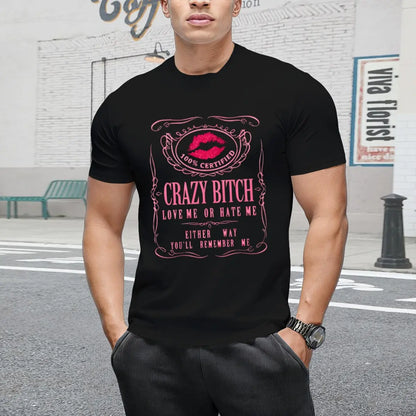 Women's Casual Cotton Short-Sleeve Graphic Tee, Humorous Bold Statement Design