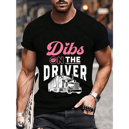 100%25 Cotton Unisex Dibs on the Driver Truckers Wife Girlfriend Trucking Trucks T-Shirt