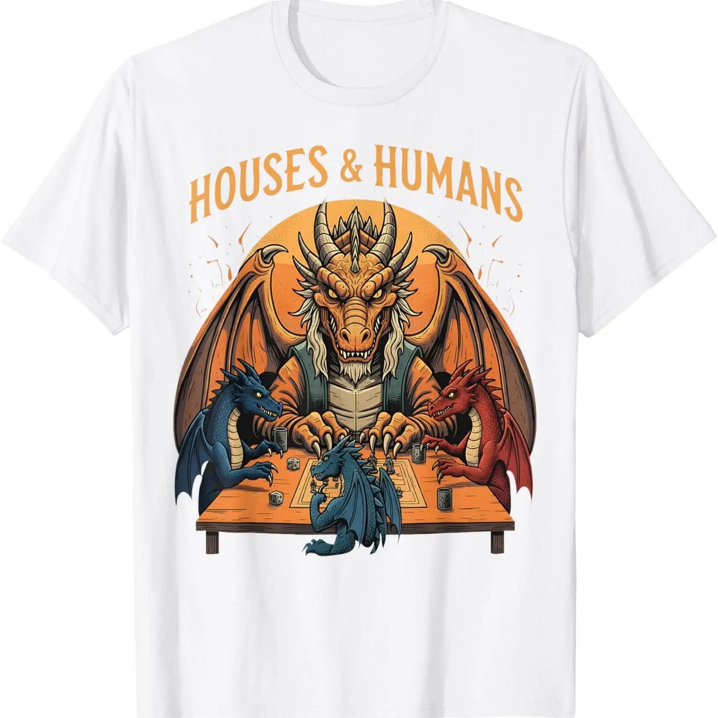 Men's Casual Round Neck Short-Sleeve Gaming House RPG Parody Funny T-Shirt, Menswear Top