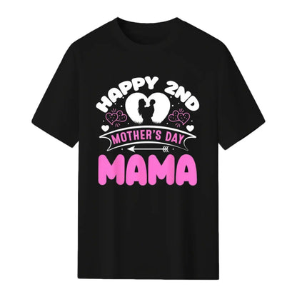 Women's Happy 2nd Mother's Day Mama T-Shirt, Coastal Tropical Print Flexible Crew Neck Tee for Vacation