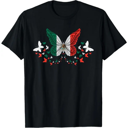 Women's 100%25 Cotton Short-Sleeve Mexico Flag Butterflies T-Shirt, Casual Streetwear Fits Everyday Wear