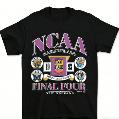 ZestLoop 1993 Final Four Basketball T-Shirt Vintage College Basketball Graphic Tee Retro Sports Fan Shirt Classic 90s Tournament Style Must-Have 90s Sports Graphic Tee