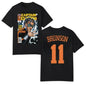 [100%25 Cotton] Captain Clutch Jalen Brunson Comic Style Graphic Tee Basketball Fans Shirt Double-Sided Design Iconic Player Number & Name Classic Cotton Unisex Oversized Streetwear Camiseta Casual Game Day Outfit Gift for Knicks Fans Basketball Apparel
