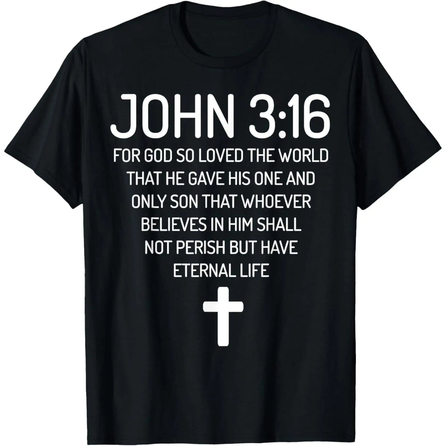 Men's John 3:16 Bible Verse Graphic T-Shirt, 100%25 Cotton Short Sleeve Round Neck Top, Casual Faith-Inspired Streetwear, Fabric
