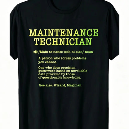 100%25 Cotton Maintenance Technician Repair Worker Handyman T-Shirt - Soft Breathable Casual Round Neck Tee with Handyman & Tools Graphic Print, Unisex for Men & Women, Machine Washable Workwear Gift Crewneck Menswear Tshirt