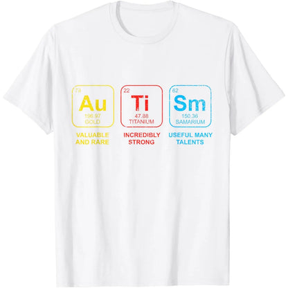 Autism Awareness Women Men  Elements Periodic Table ASD T-Shirt Small