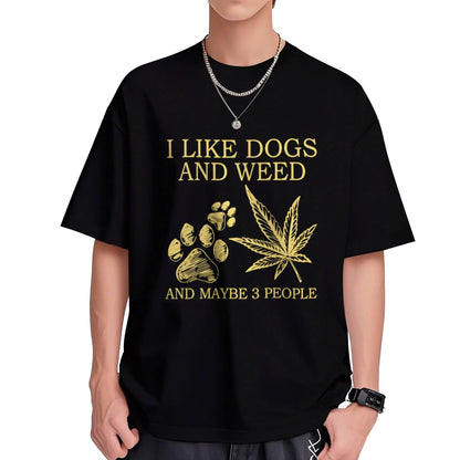 I Like Dogs And Cats, Maybe Also Three People. Print T-Shirt, Short Sleeve Crew Neck Casual Top for Summer & Spring, Women'S Clothing