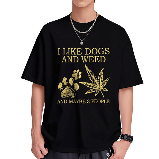 I Like Dogs And Cats, Maybe Also Three People. Print T-Shirt, Short Sleeve Crew Neck Casual Top for Summer & Spring, Women'S Clothing