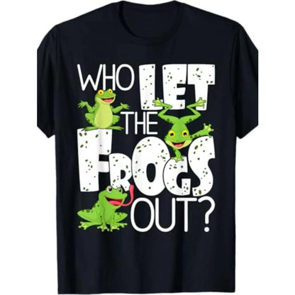 100%25 Cotton Who Let The Frogs Out Graphic Tee | Crew Neck, Slight Stretch, Knit Fabric, Regular Fit | for Men, Women, Couples - Versatile for Casual, Sports, Festive, All-Season Wear