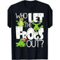 100%25 Cotton Who Let The Frogs Out Graphic Tee | Crew Neck, Slight Stretch, Knit Fabric, Regular Fit | for Men, Women, Couples - Versatile for Casual, Sports, Festive, All-Season Wear
