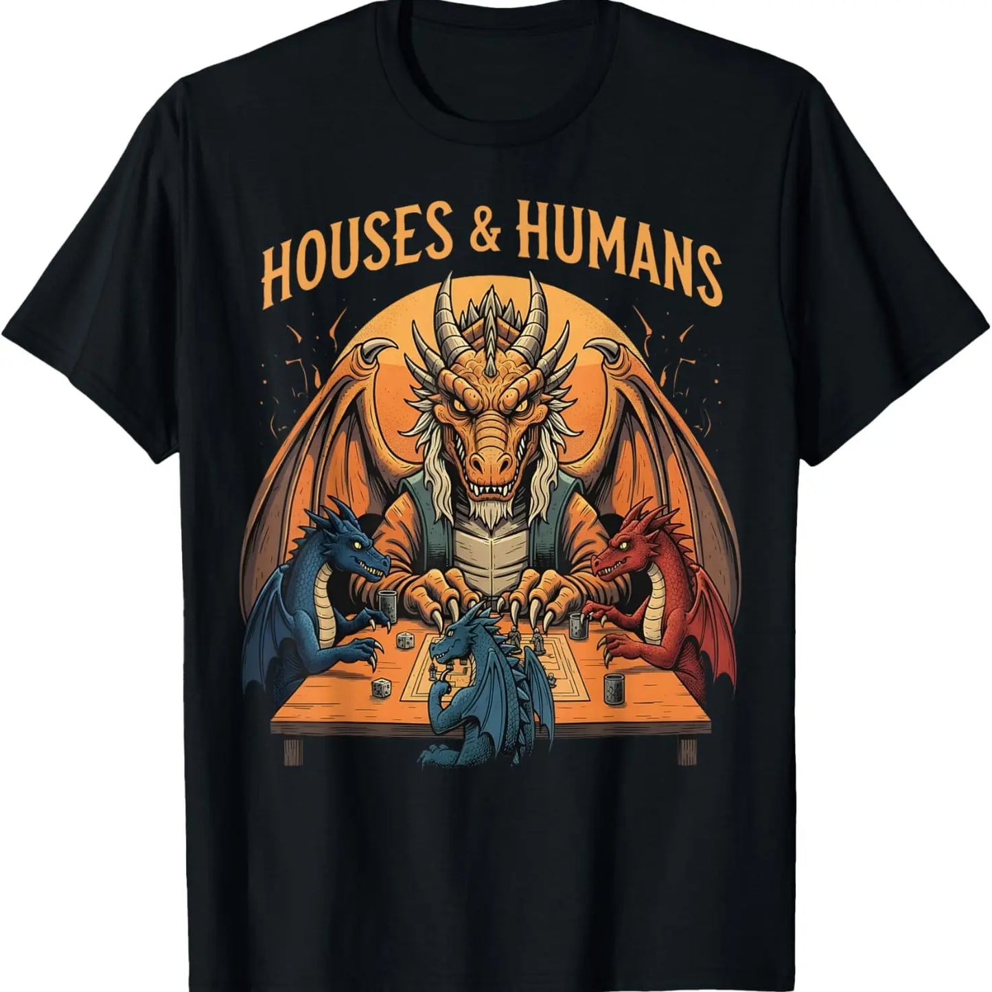 Men's Casual Round Neck Short-Sleeve Gaming House RPG Parody Funny T-Shirt, Menswear Top