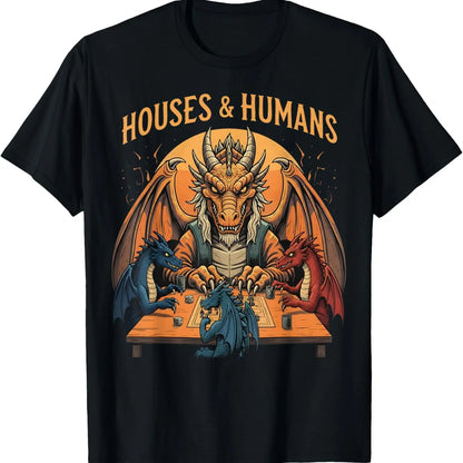 Men's Casual Round Neck Short-Sleeve Gaming House RPG Parody Funny T-Shirt, Menswear Top