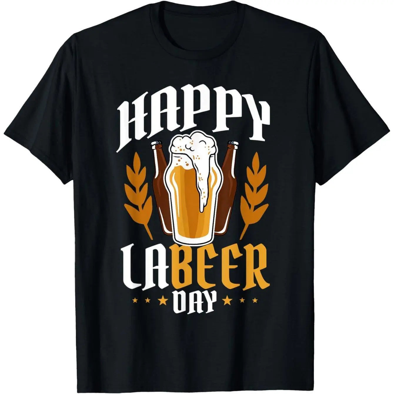 Happy Labor Day Celebration T-Shirt for Men - Soft Polyester Black Graphic Tee, Crew Neck Short Sleeve Casual Top, All Season Wear, Adult Funny Holiday Shirt, Comfortable Fit for Party & Daily Use