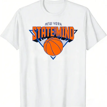 [Basketball Tee][Viral TikTok Shirt]New York State of Mind Basketball Graphic T-Shirt Unisex Cotton Casual Short Sleeve Crewneck Streetwear Tee For Basketball Fans & Streetwear Lovers & Trend Seekers Camiseta Verano