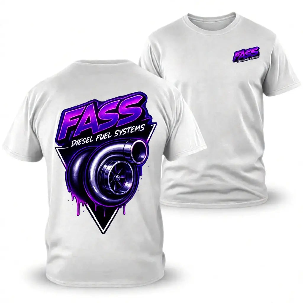180g[100%25cotton]FASS Diesel Fuel Systems 2 Sides Neon Purple Turbocharger Print Unisex TikTok Shop Deals Graphic Tee 100%25 Cotton Casual Streetwear T-Shirt
