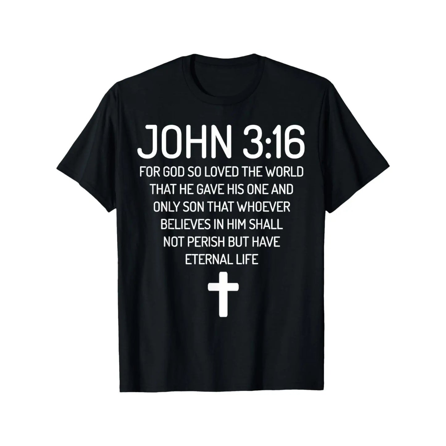 Men's John 3:16 Bible Verse Graphic T-Shirt, 100%25 Cotton Short Sleeve Round Neck Top, Casual Faith-Inspired Streetwear, Fabric