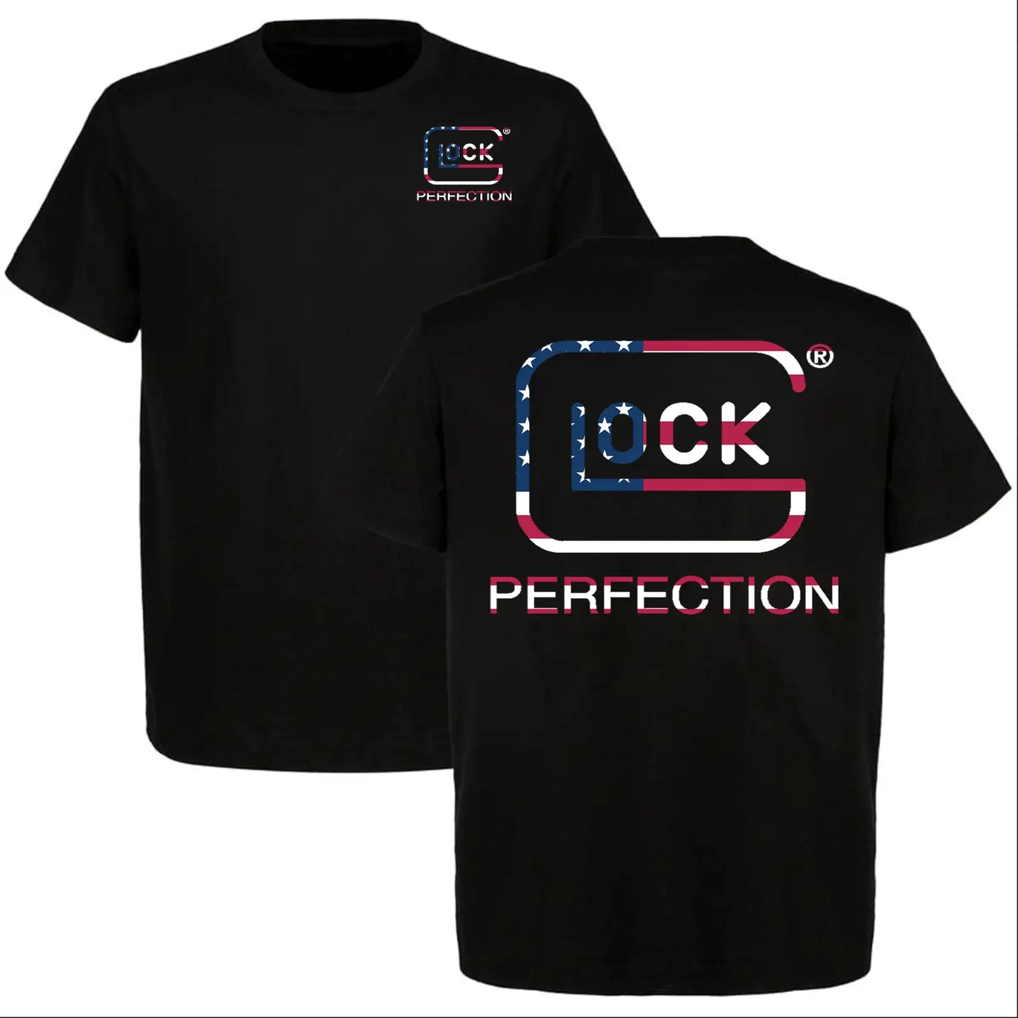 Glock Perfection Shirt, American Flag Glock Logo Tee, 2A Gun Enthusiast T-Shirt, Tactical Streetwear Gift for Men Graphic Tee