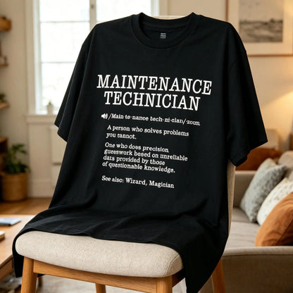 100%25 Cotton Maintenance Technician Repair Worker Handyman T-Shirt - Soft Breathable Casual Round Neck Tee with Handyman & Tools Graphic Print, Unisex for Men & Women, Machine Washable Workwear Gift Crewneck Menswear Tshirt