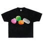 CANDY TEE Garment Dyed Boxy Ultra Cotton Streetwear Shirt Y2K Fashion Grillz Pills