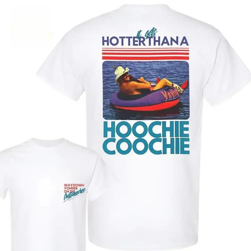Hotter Than a Hoochie Coochie Graphic Shirt Unisex Country Summer Tee Vintage Southern Lake Party Pullover Cotton Soft Breathable Festival Outfit Gift Fast 24H Shipping Trendy Music Vibe Streetwear Top summerwins