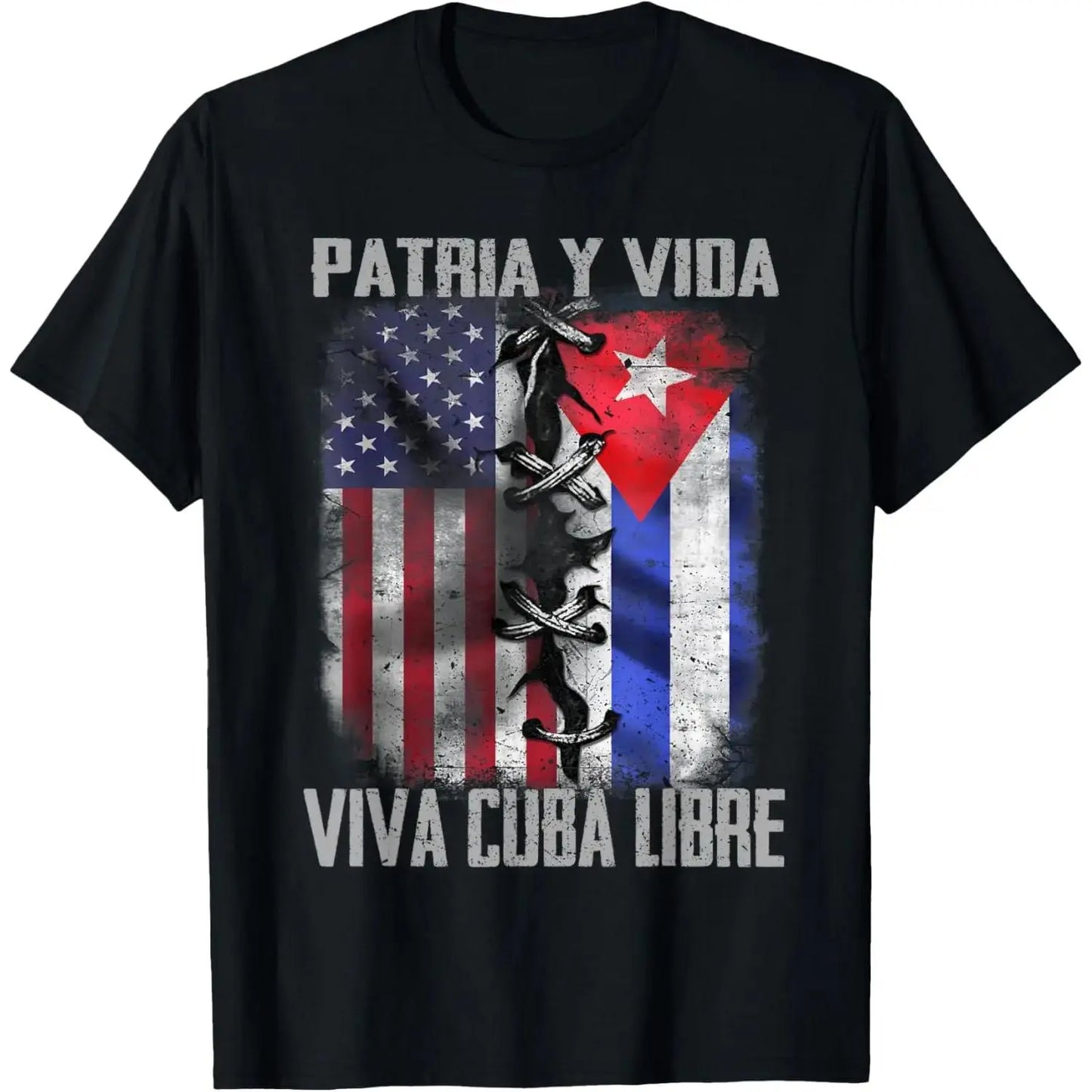 100 Percent Cotton Vintage Cuban T Shirt Featuring Patria y Vida Viva Cuba Libre Design