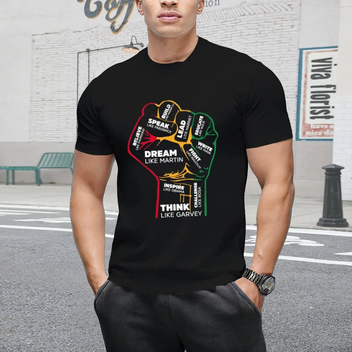 Inspiring Black Leaders Power Fist Hand Black History Month T-Shirt Golf Gift T-Shirt For Men And Women