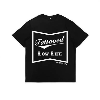 ink Tattooed Low Life Men's T-Shirt Top Casual Style Tee Black Crewneck