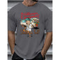 1pc Vintage Style Christmas Graphic Tee, Men'S Casual Plus Size T-Shirt with "Merry Christmas Shitter'S Full" Print, Polyester Knit Fabric, Round Neck, Loose Fit, Summer Season Top