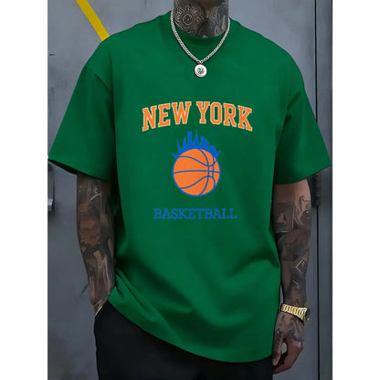 NEW YORK Basketball Graphic T-shirt | 100%25 Crew Neck, Casual Multi-Color, Perfect for Festival Gifting, Great for Daily Casual Wear, Regular Fit, All-season Wear