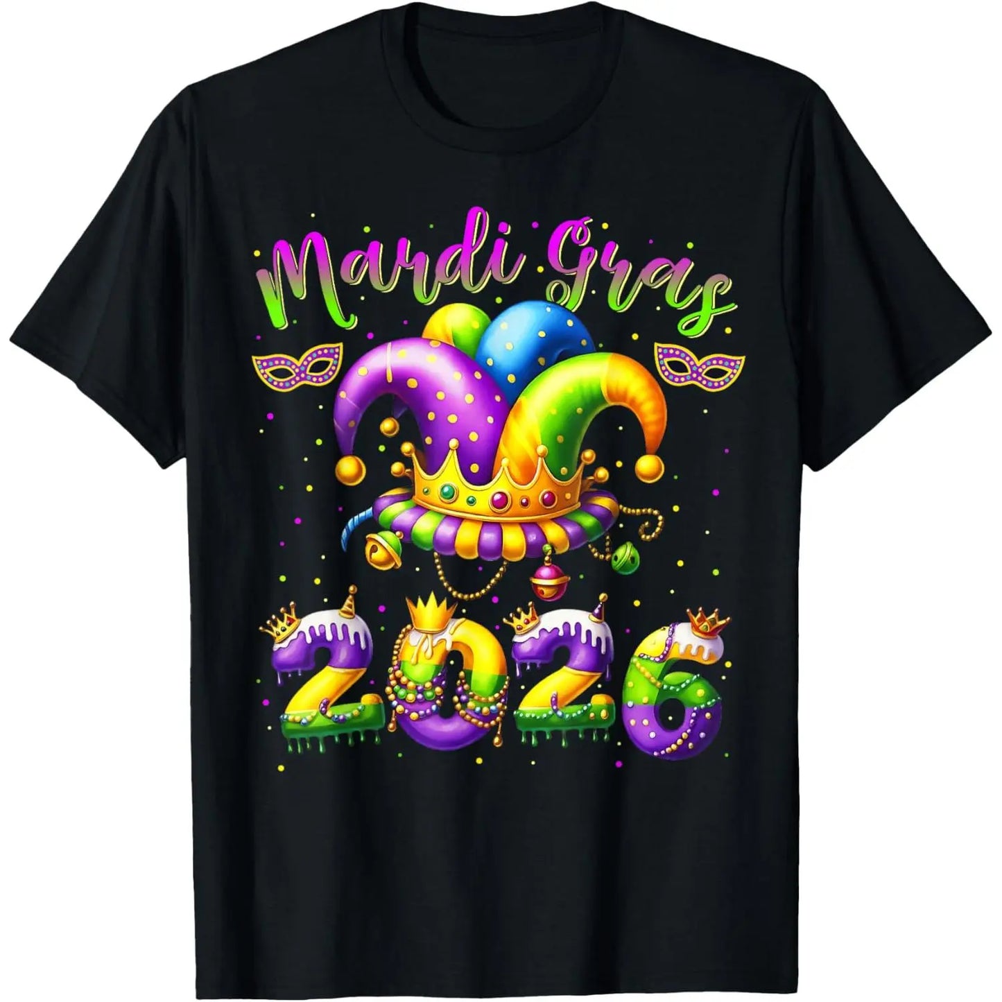 Happy Mardi Gras 2026 Jester Hat New Orleans Men Women T-Shirt