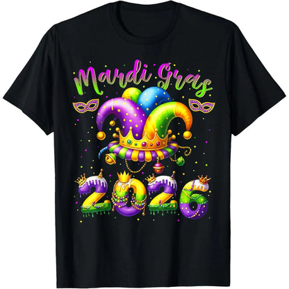 Happy Mardi Gras 2026 Jester Hat New Orleans Men Women T-Shirt