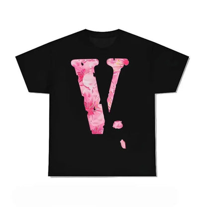 Y2k Style Unisex Short Sleeve T Shirt With V Letter Print Trending Graphic Summer Round Neck Top Loose Fit Machine Washable Comfortable Tee