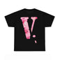 Y2k Style Unisex Short Sleeve T Shirt With V Letter Print Trending Graphic Summer Round Neck Top Loose Fit Machine Washable Comfortable Tee